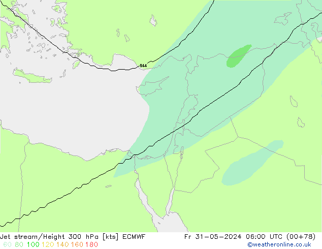 Jet stream/Height 300 hPa ECMWF Fr 31.05.2024 06 UTC