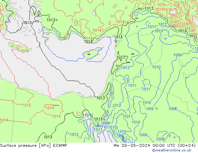 Surface pressure ECMWF We 29.05.2024 00 UTC