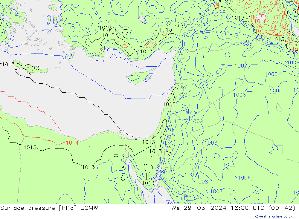 Surface pressure ECMWF We 29.05.2024 18 UTC