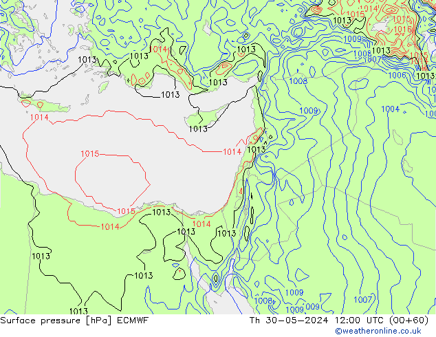 Luchtdruk (Grond) ECMWF do 30.05.2024 12 UTC