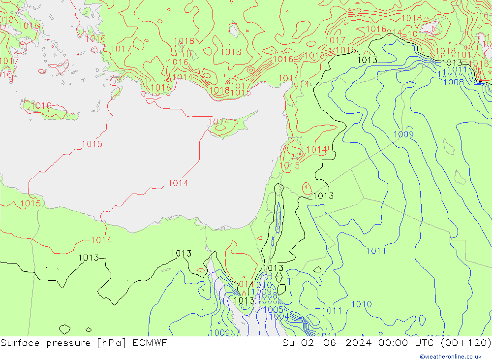 Surface pressure ECMWF Su 02.06.2024 00 UTC