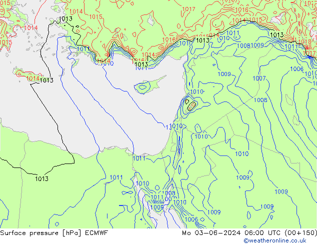 Yer basıncı ECMWF Pzt 03.06.2024 06 UTC