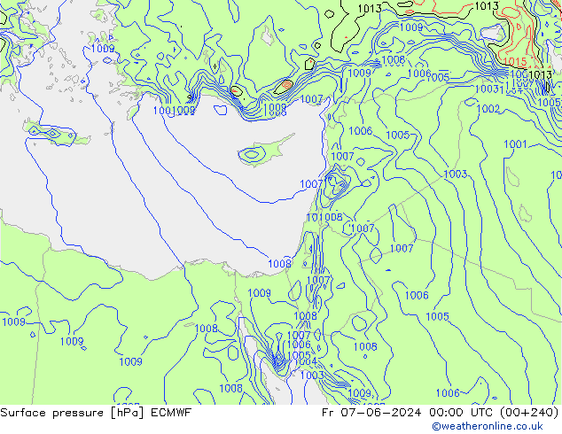 Luchtdruk (Grond) ECMWF vr 07.06.2024 00 UTC