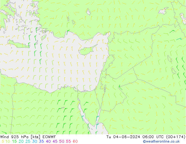 Viento 925 hPa ECMWF mar 04.06.2024 06 UTC