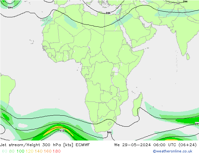 Corrente a getto ECMWF mer 29.05.2024 06 UTC