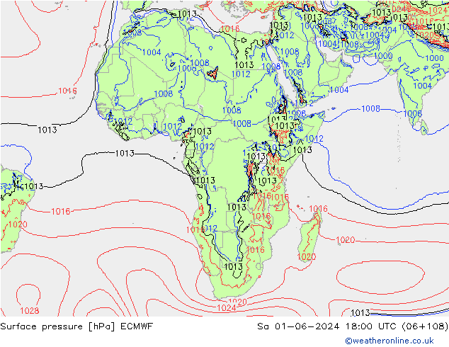 Luchtdruk (Grond) ECMWF za 01.06.2024 18 UTC