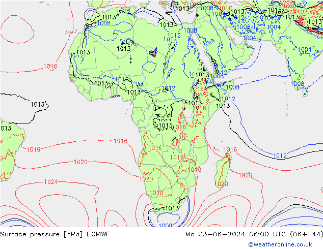 Yer basıncı ECMWF Pzt 03.06.2024 06 UTC