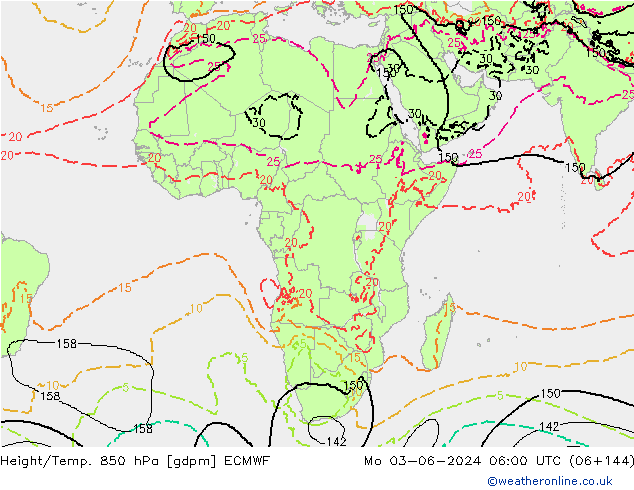 Géop./Temp. 850 hPa ECMWF lun 03.06.2024 06 UTC