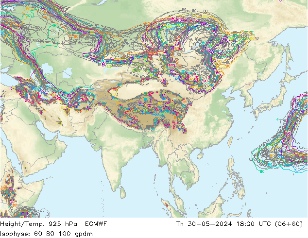 Height/Temp. 925 hPa ECMWF gio 30.05.2024 18 UTC