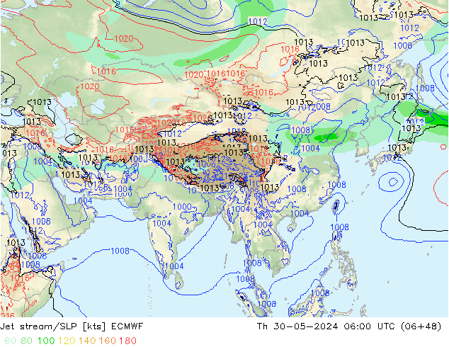 Corriente en chorro ECMWF jue 30.05.2024 06 UTC