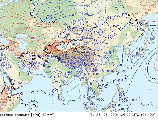 приземное давление ECMWF вт 28.05.2024 06 UTC