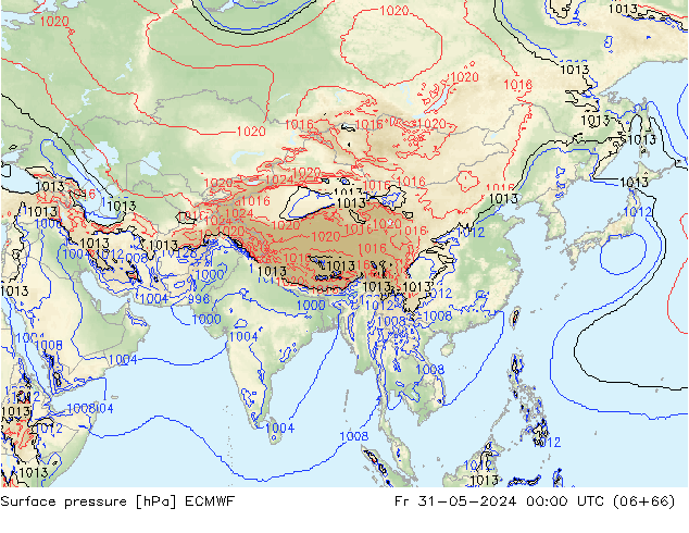 Pressione al suolo ECMWF ven 31.05.2024 00 UTC