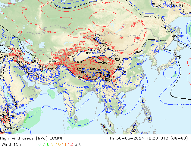 Windvelden ECMWF do 30.05.2024 18 UTC