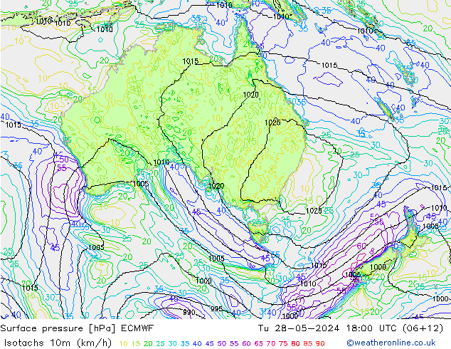 Isotachs (kph) ECMWF Ter 28.05.2024 18 UTC