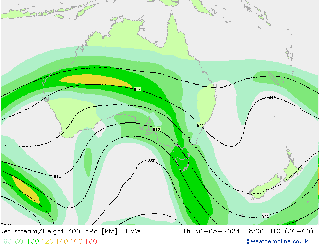 Jet stream ECMWF Qui 30.05.2024 18 UTC