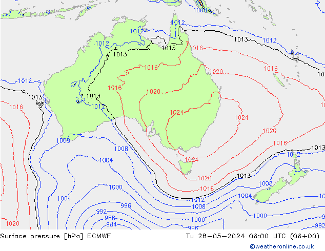 Surface pressure ECMWF Tu 28.05.2024 06 UTC