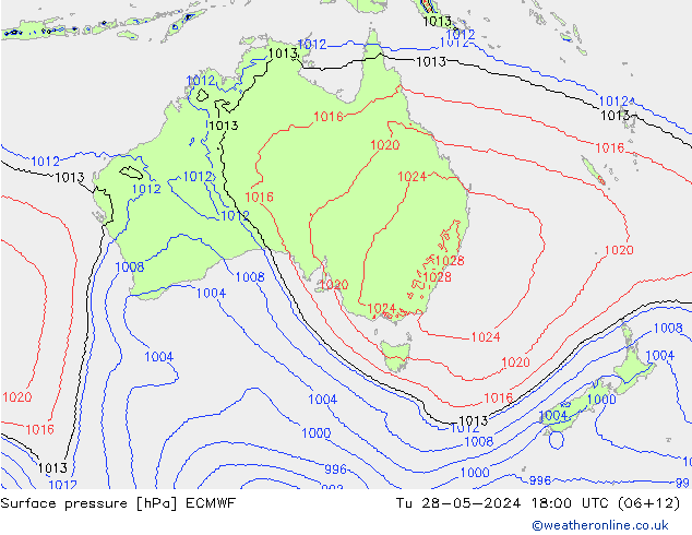 ciśnienie ECMWF wto. 28.05.2024 18 UTC