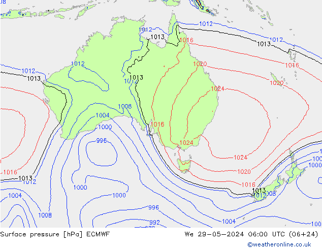 pression de l'air ECMWF mer 29.05.2024 06 UTC