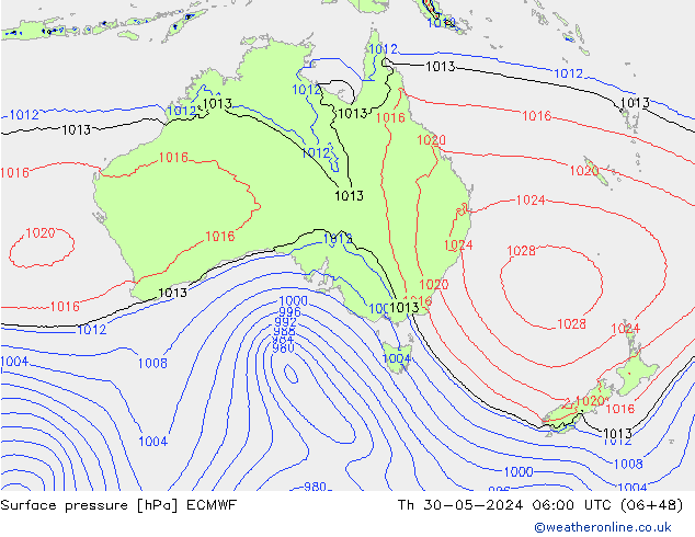 приземное давление ECMWF чт 30.05.2024 06 UTC