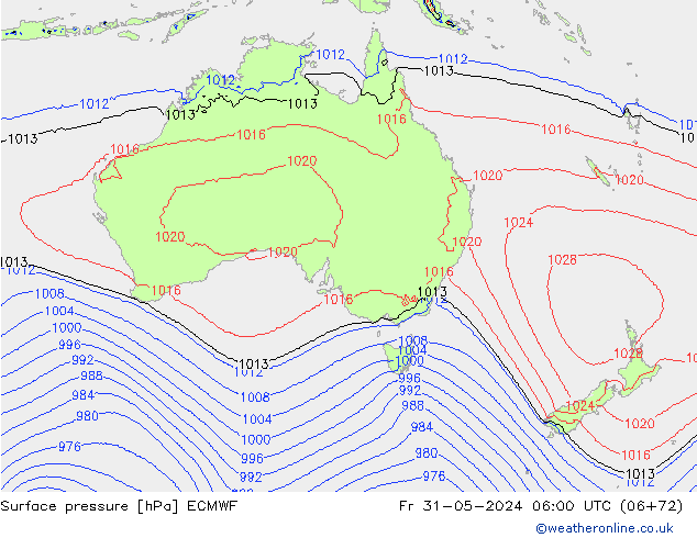 Surface pressure ECMWF Fr 31.05.2024 06 UTC