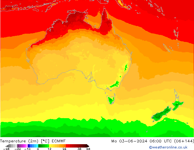 Temperatura (2m) ECMWF lun 03.06.2024 06 UTC