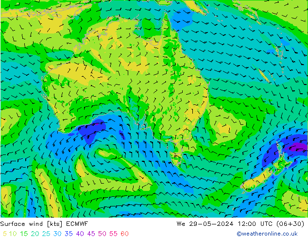 Viento 10 m ECMWF mié 29.05.2024 12 UTC