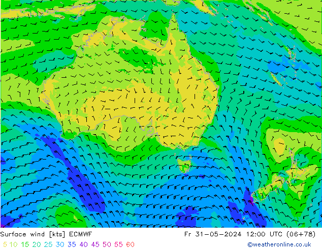 Surface wind ECMWF Fr 31.05.2024 12 UTC