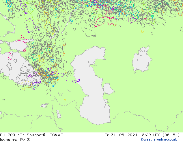 700 hPa Nispi Nem Spaghetti ECMWF Cu 31.05.2024 18 UTC