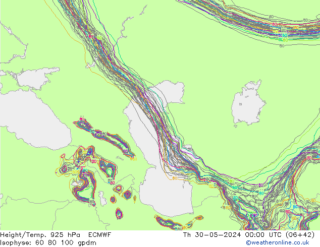 Height/Temp. 925 hPa ECMWF Th 30.05.2024 00 UTC