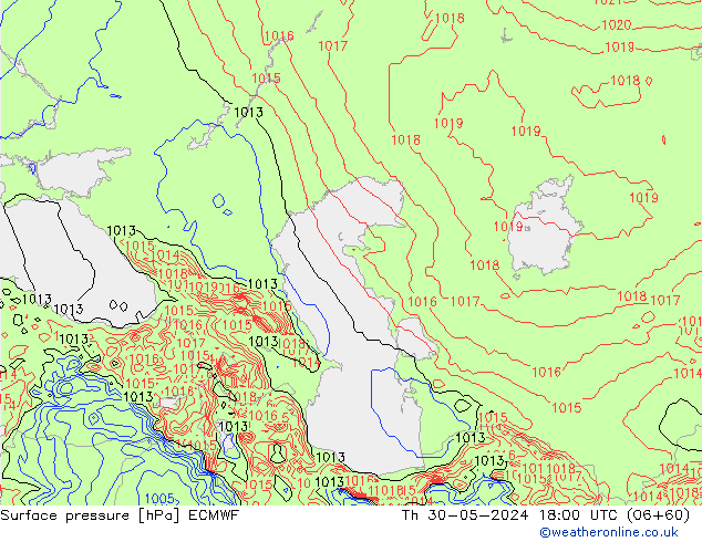 приземное давление ECMWF чт 30.05.2024 18 UTC