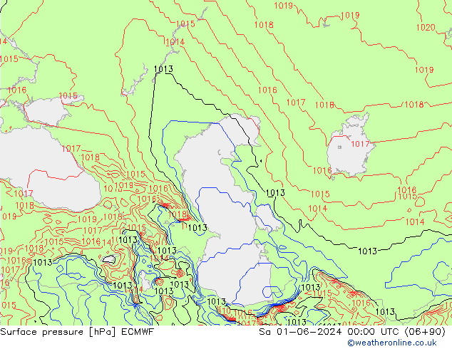 Surface pressure ECMWF Sa 01.06.2024 00 UTC