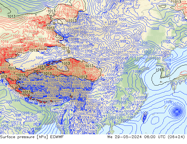 pression de l'air ECMWF mer 29.05.2024 06 UTC