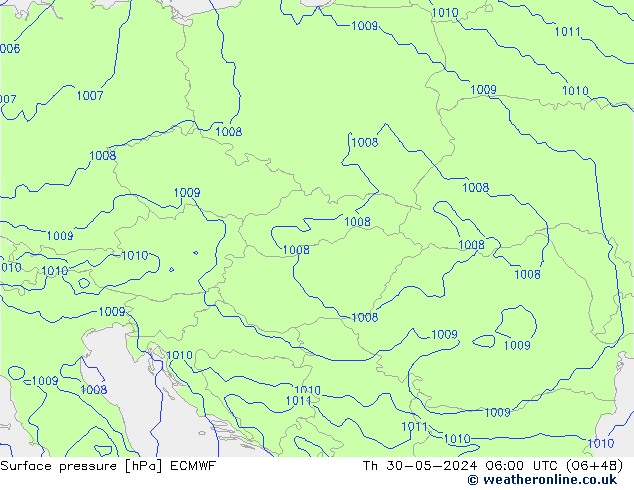 Surface pressure ECMWF Th 30.05.2024 06 UTC