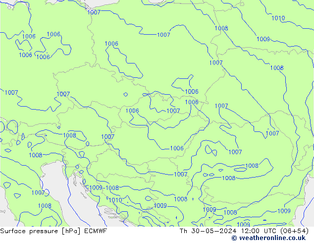 Atmosférický tlak ECMWF Čt 30.05.2024 12 UTC