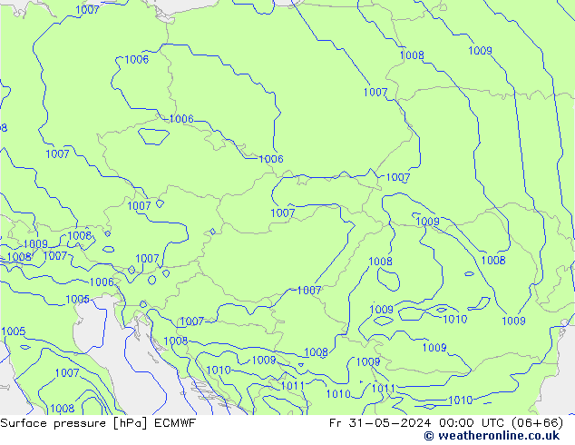 Luchtdruk (Grond) ECMWF vr 31.05.2024 00 UTC