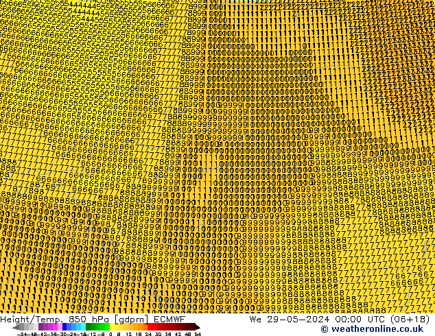 Height/Temp. 850 hPa ECMWF We 29.05.2024 00 UTC