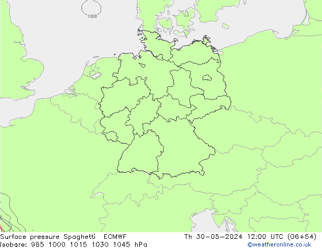 Atmosférický tlak Spaghetti ECMWF Čt 30.05.2024 12 UTC