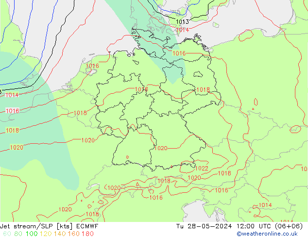 Polarjet/Bodendruck ECMWF Di 28.05.2024 12 UTC