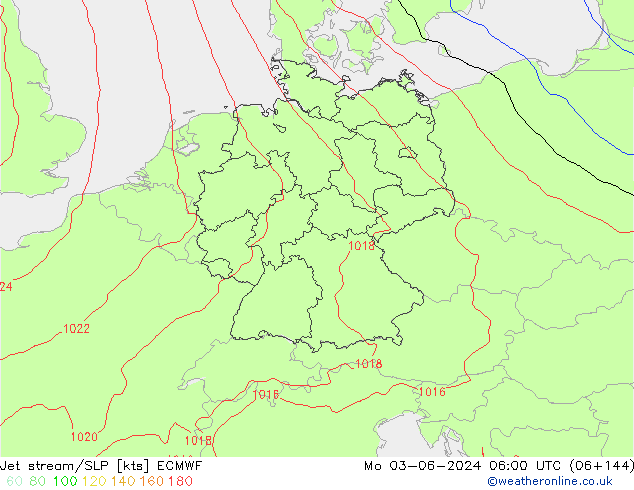 Jet stream/SLP ECMWF Mo 03.06.2024 06 UTC