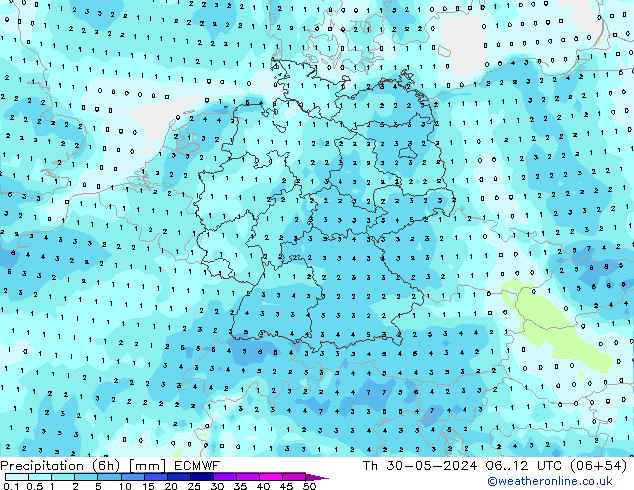 Nied. akkumuliert (6Std) ECMWF Do 30.05.2024 12 UTC