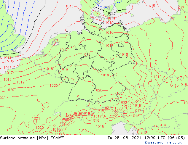 Presión superficial ECMWF mar 28.05.2024 12 UTC