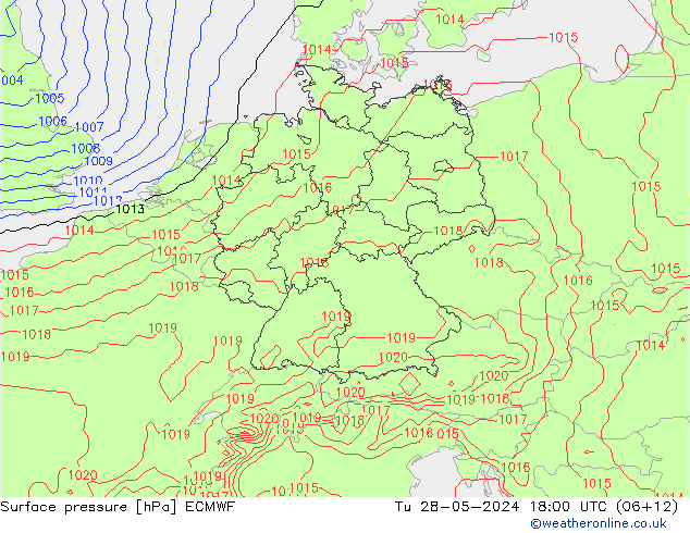 Surface pressure ECMWF Tu 28.05.2024 18 UTC