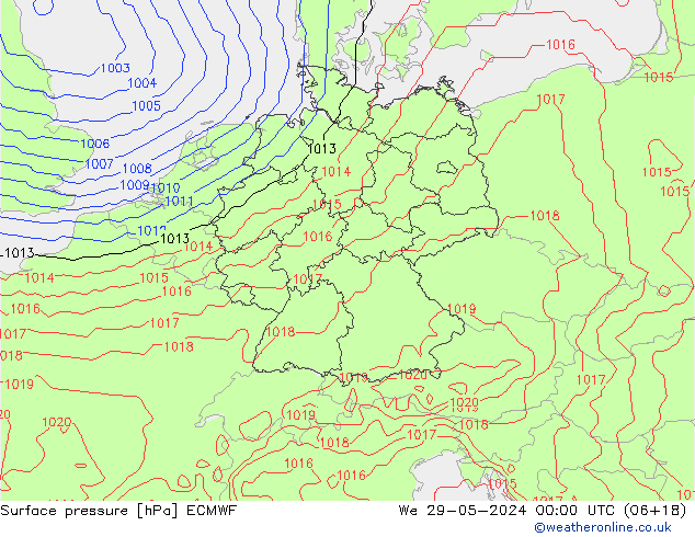 Surface pressure ECMWF We 29.05.2024 00 UTC