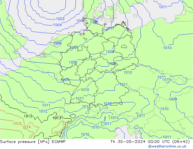 Luchtdruk (Grond) ECMWF do 30.05.2024 00 UTC