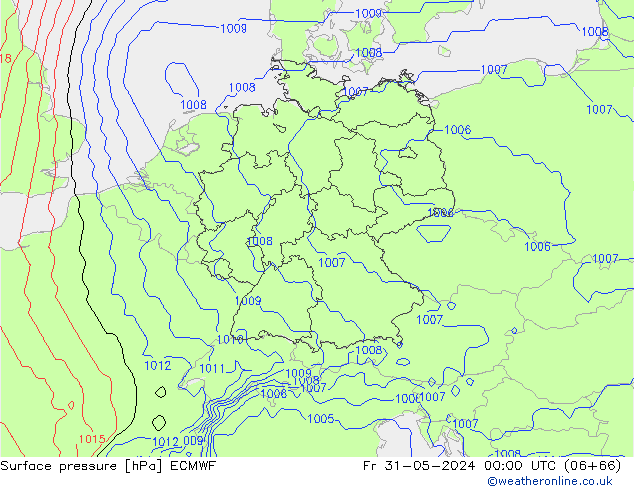 Surface pressure ECMWF Fr 31.05.2024 00 UTC