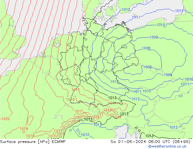 ciśnienie ECMWF so. 01.06.2024 06 UTC