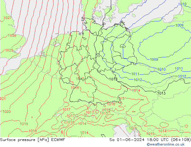 地面气压 ECMWF 星期六 01.06.2024 18 UTC