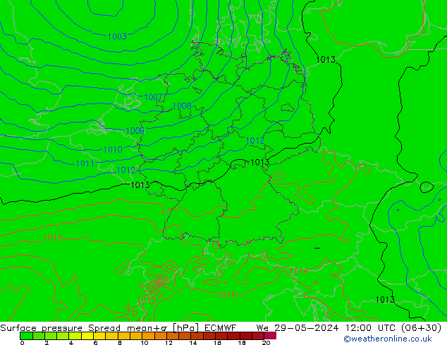 Bodendruck Spread ECMWF Mi 29.05.2024 12 UTC