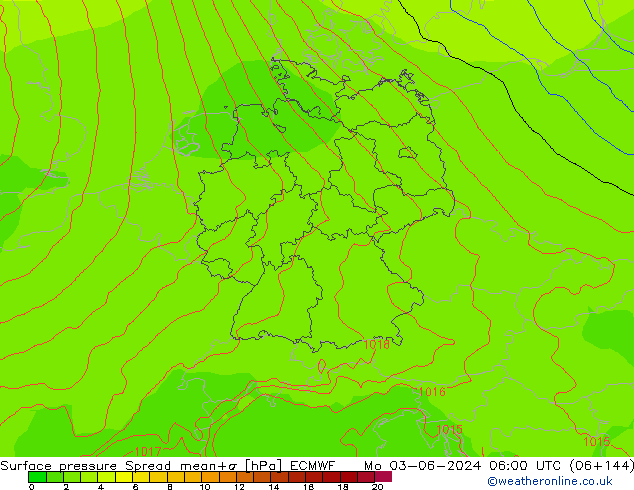 pression de l'air Spread ECMWF lun 03.06.2024 06 UTC