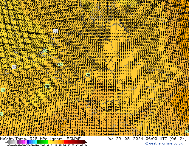 Height/Temp. 925 гПа ECMWF ср 29.05.2024 06 UTC